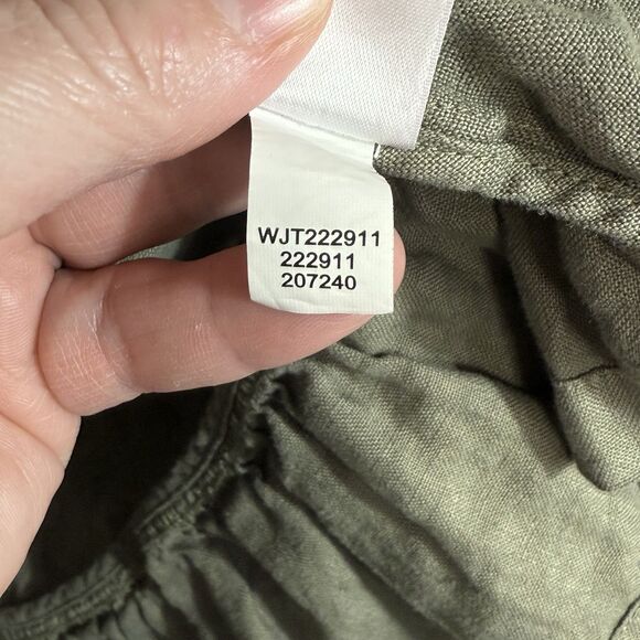 J. Jill Pure Jill Olive Green Linen Open Front Cardigan Coatigan Ruffle Size M - Picture 11 of 11